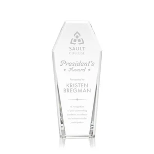 Double-Bevel Optical Crystal Award With Notched Top
