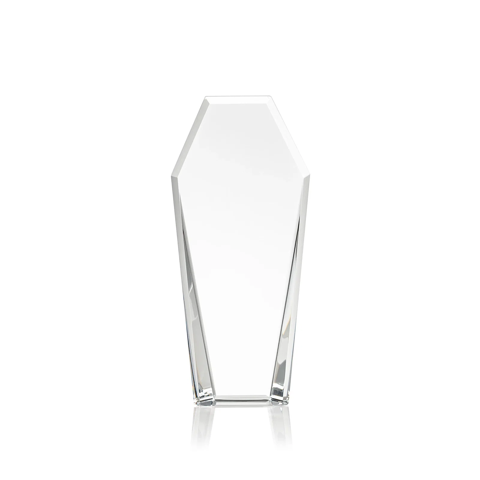 Custom Double-Bevel Optical Crystal Award With Notched Top, awards for safety achievement programs
