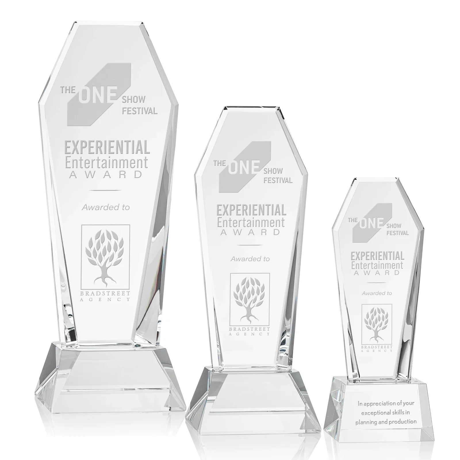 Custom Optical Crystal Tower Award with Double-Beveled Edges, awards for employee recognition