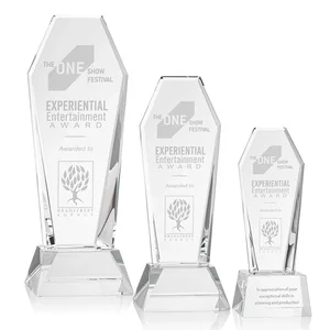 Optical Crystal Tower Award with Double-Beveled Edges