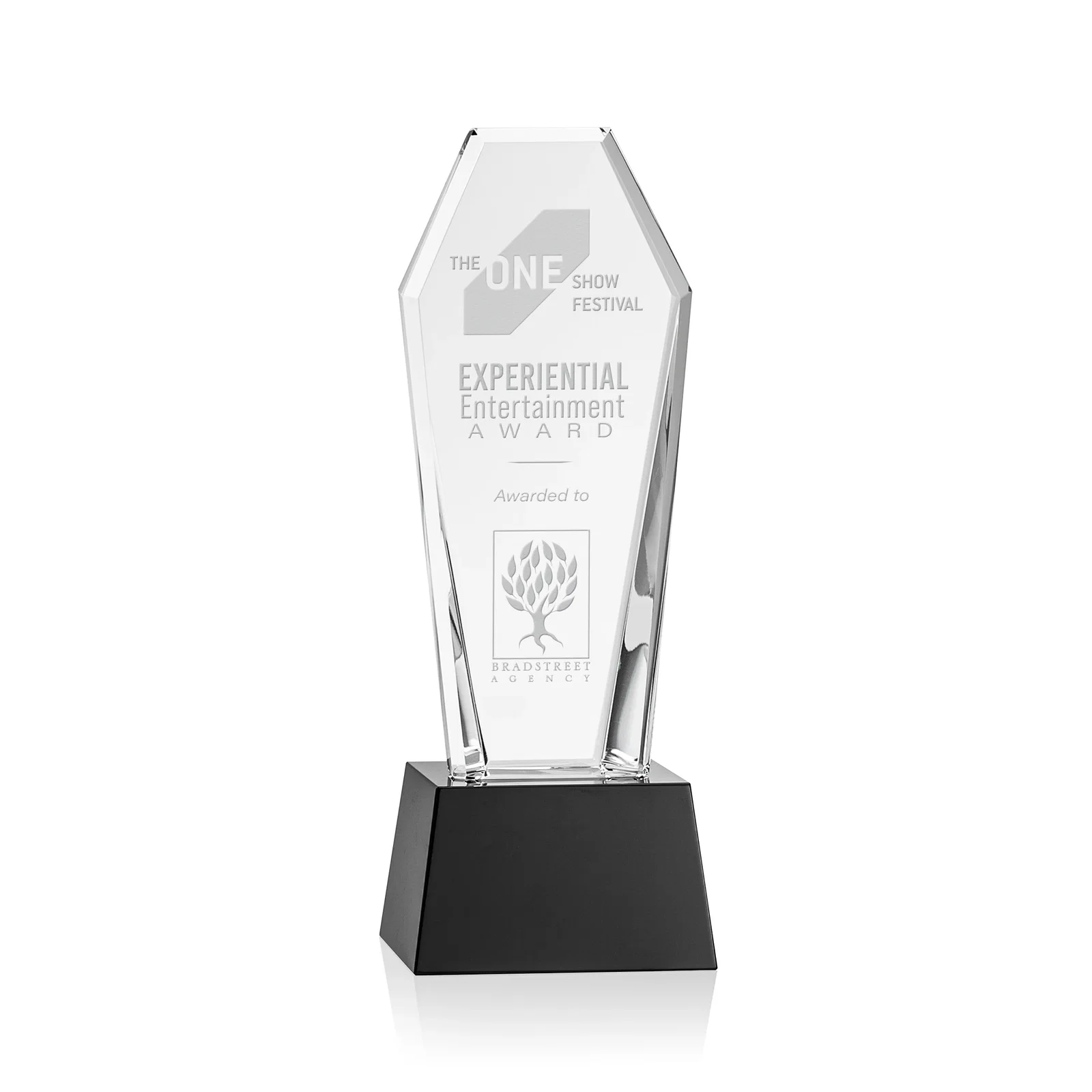 Custom Optical Crystal Tower Award with Double-Beveled Edges, awards for volunteer appreciation
