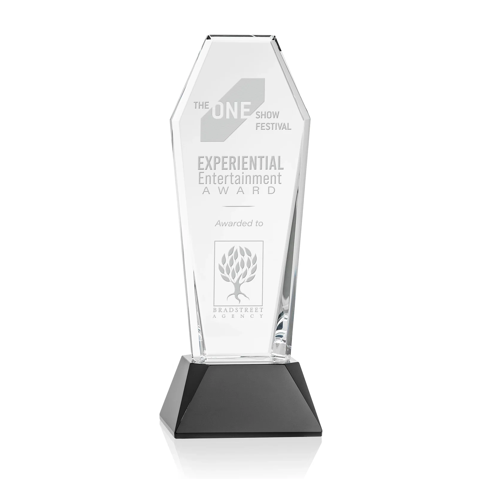 Custom Optical Crystal Tower Award with Double-Beveled Edges, awards for dealer and partner awards