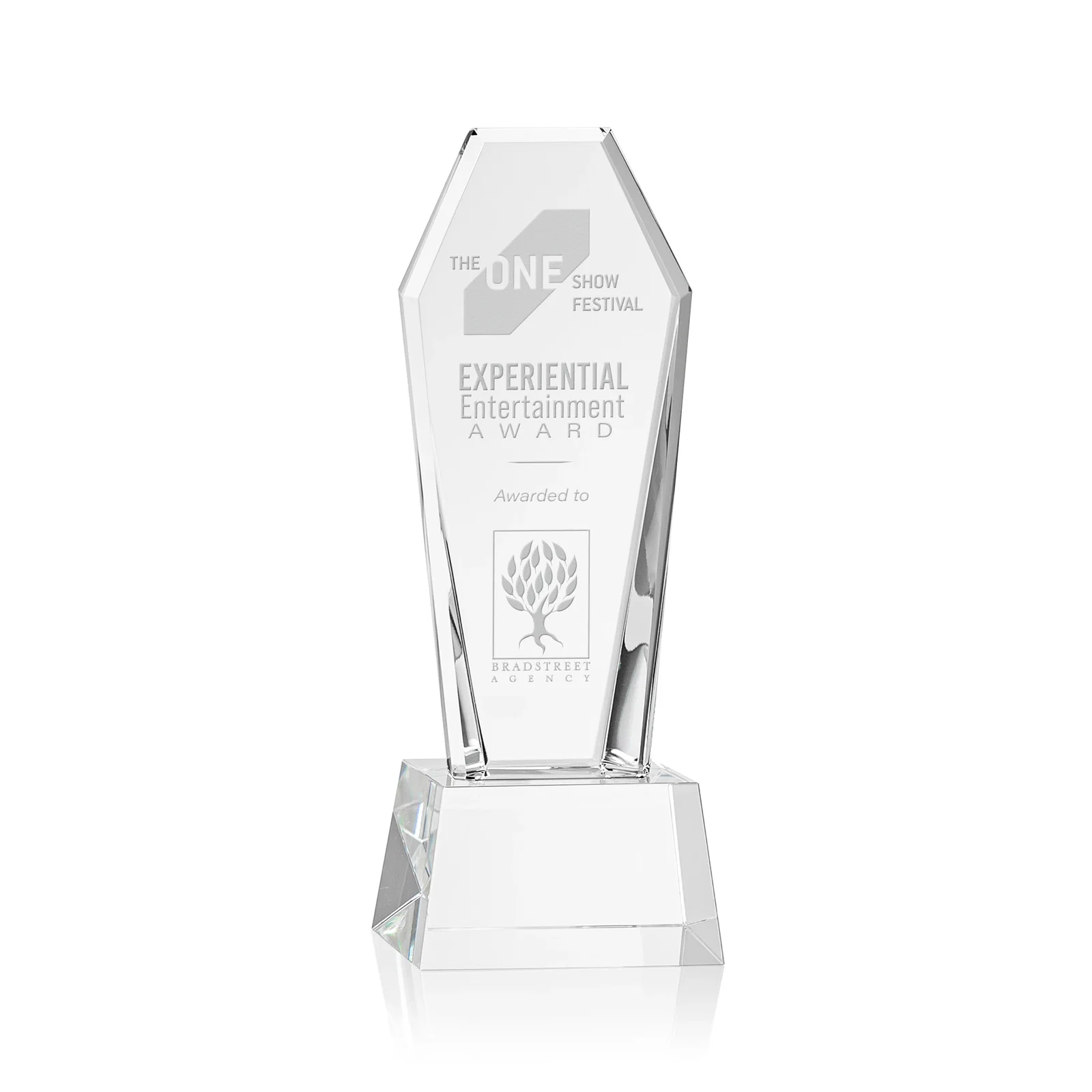 Custom Optical Crystal Tower Award with Double-Beveled Edges, awards for corporate award ceremonies