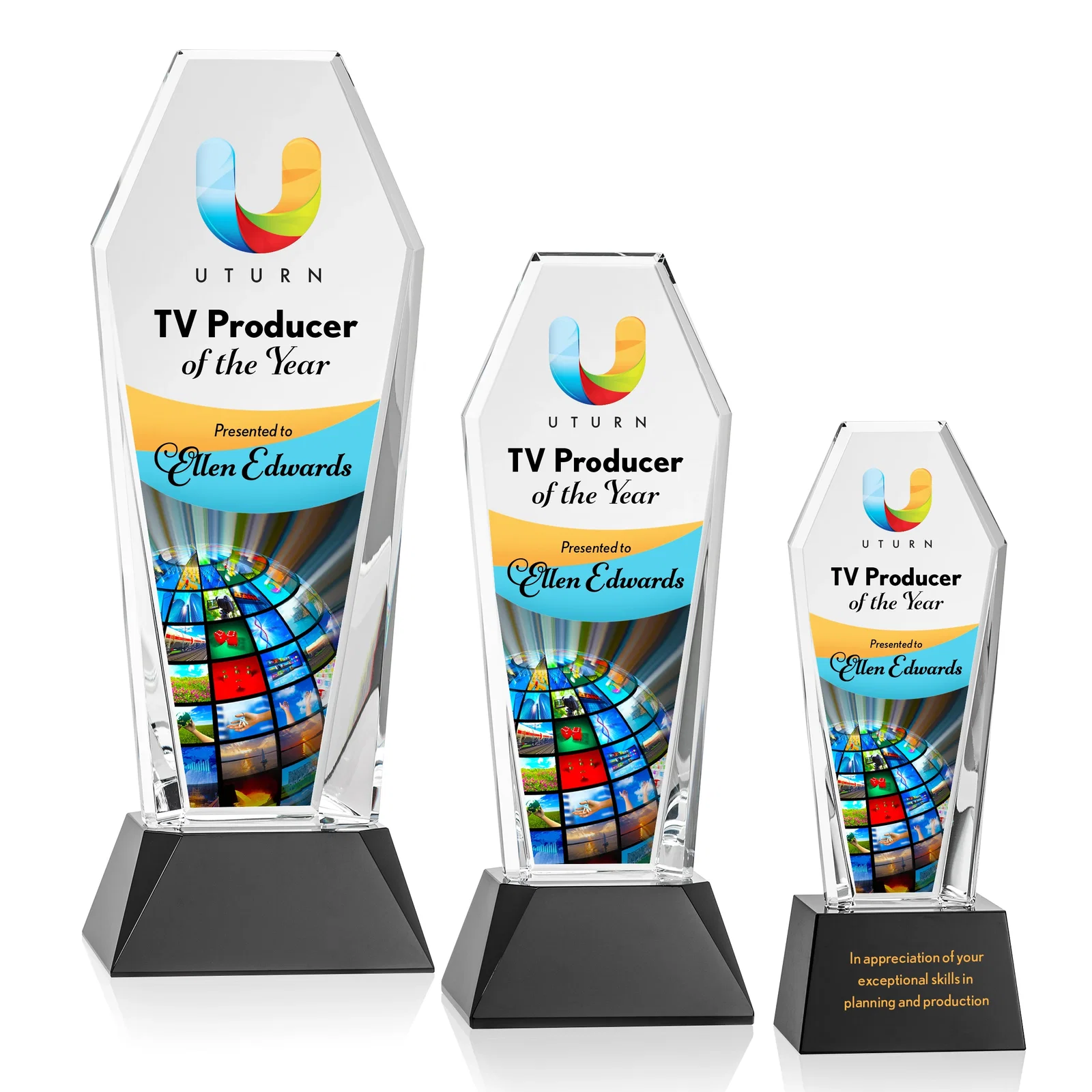 Promotional Optical Crystal Tower Award with Double-Beveled Edges, awards for employee recognition