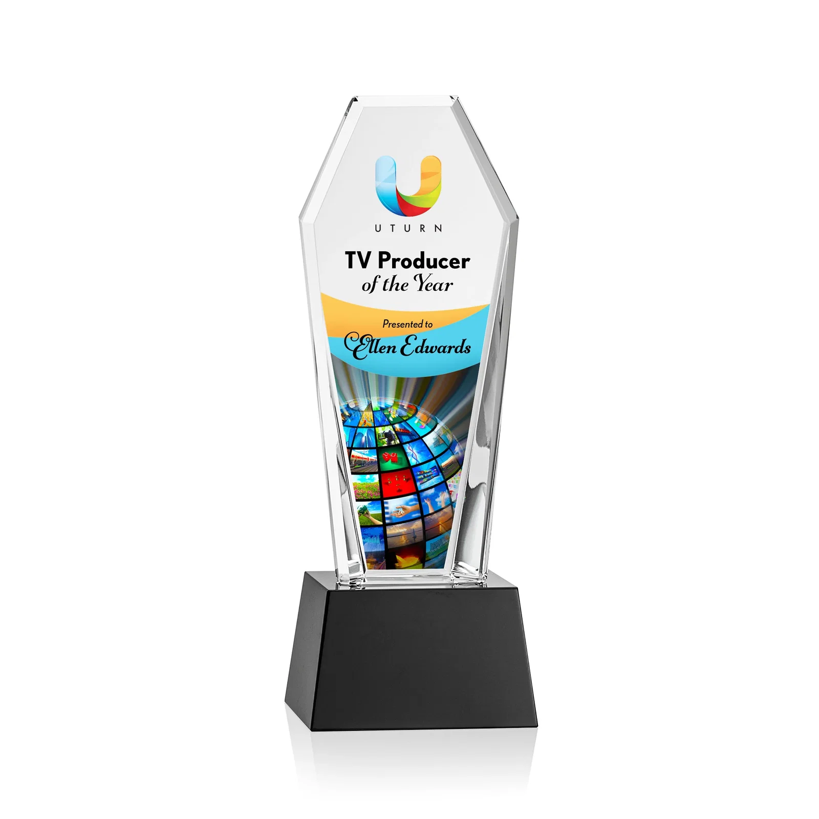 Promotional Optical Crystal Tower Award with Double-Beveled Edges, awards for corporate award ceremonies
