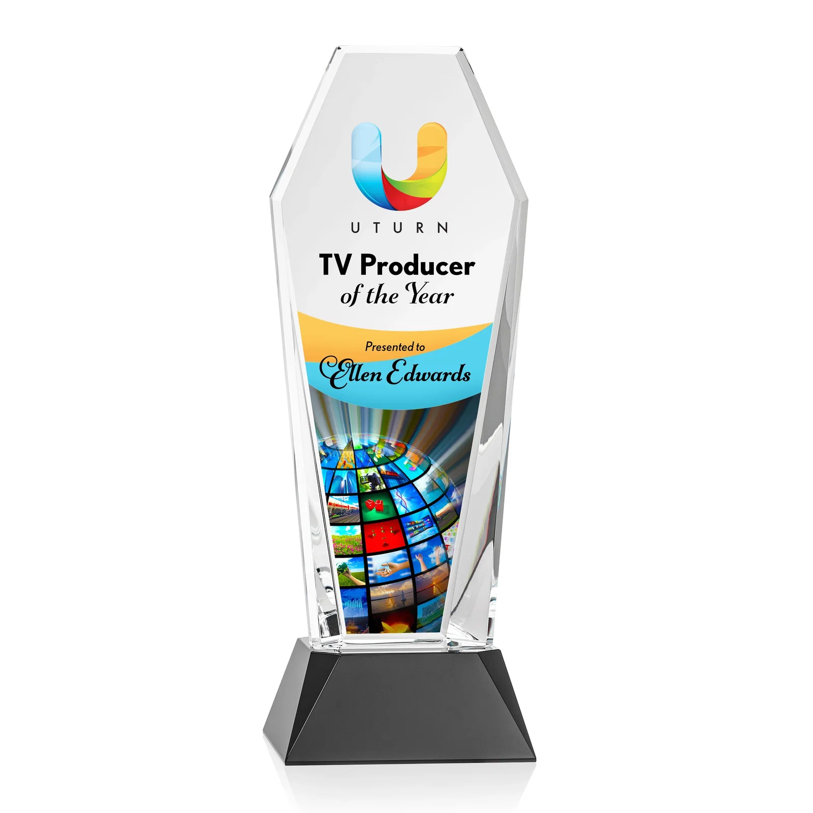 Promotional Optical Crystal Tower Award with Double-Beveled Edges, awards for sales achievement awards