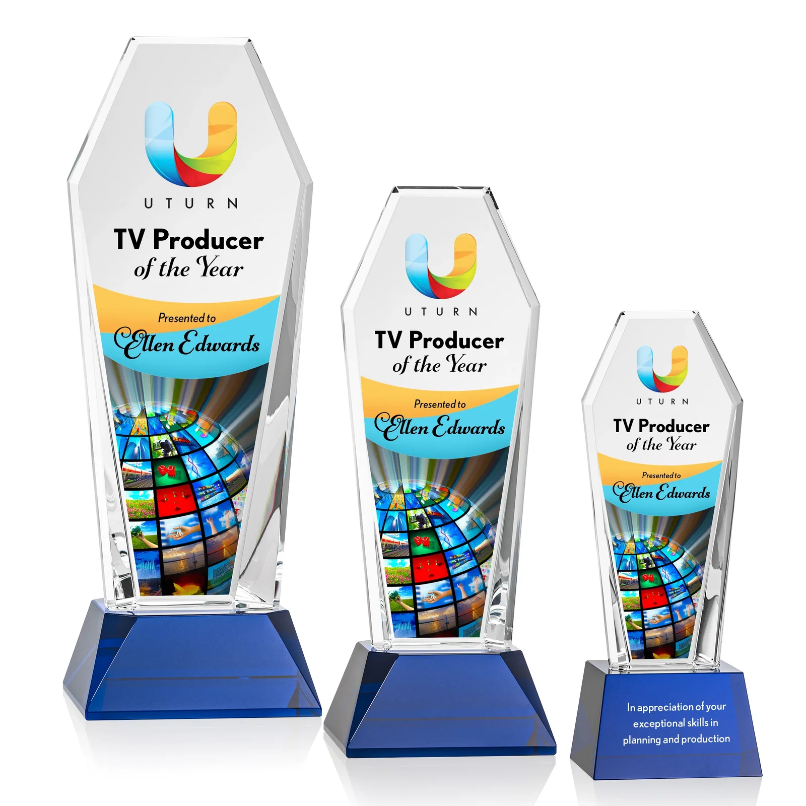 Promotional Optical Crystal Tower Award with Double-Beveled Edges, awards for retirement presentations