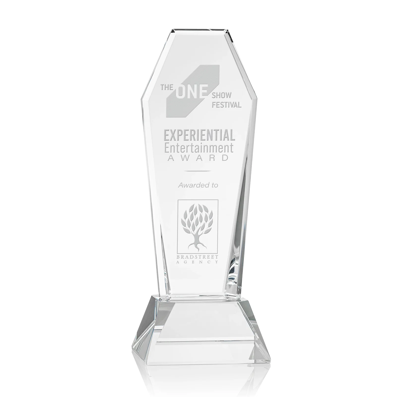 Custom Optical Crystal Tower Award with Double-Beveled Edges, awards for service anniversary gifts