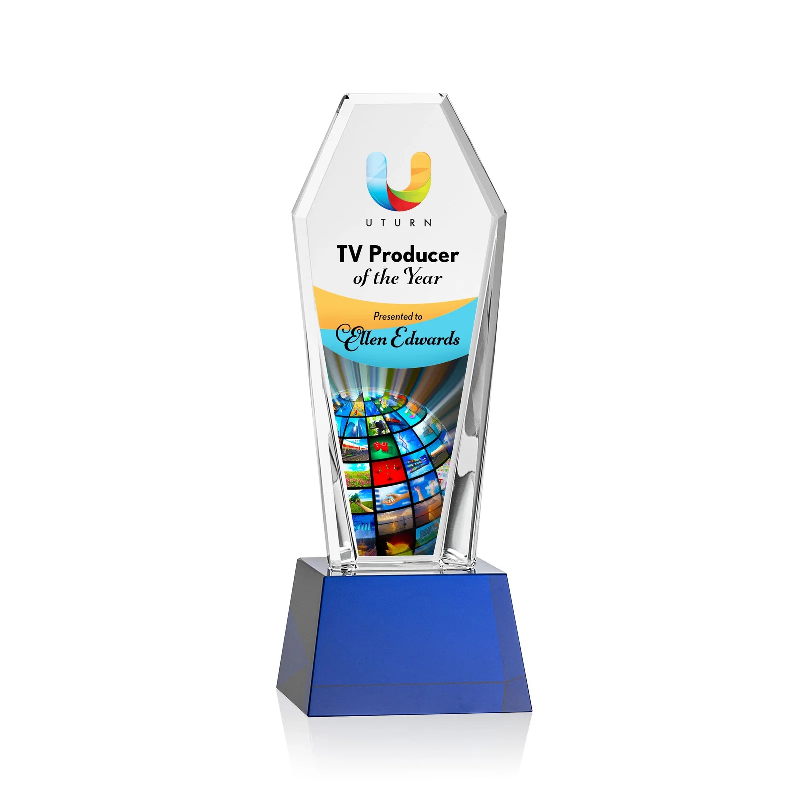 Promotional Optical Crystal Tower Award with Double-Beveled Edges, awards for team milestone celebrations