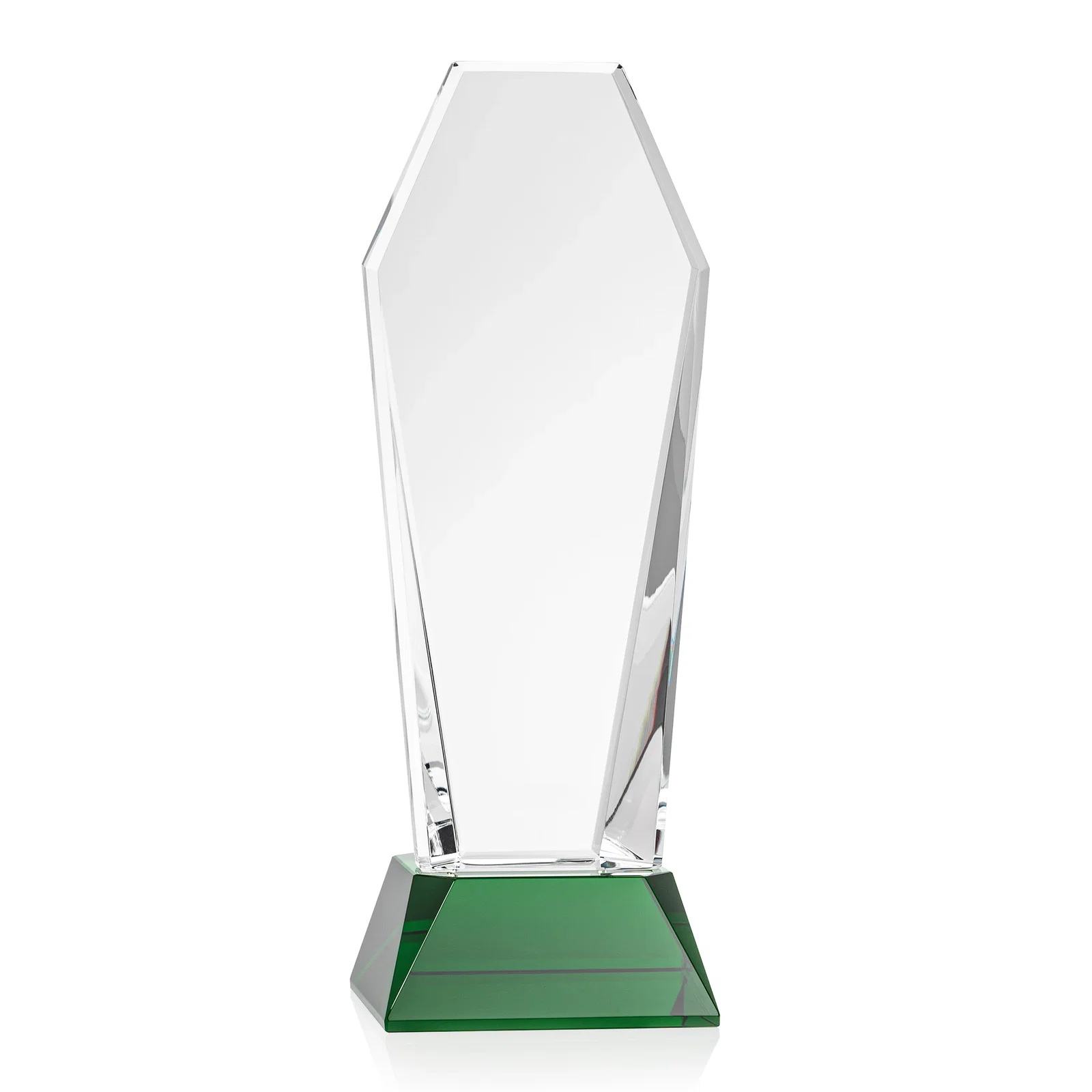 Branded Optical Crystal Tower Award with Double-Beveled Edges, awards for corporate award ceremonies