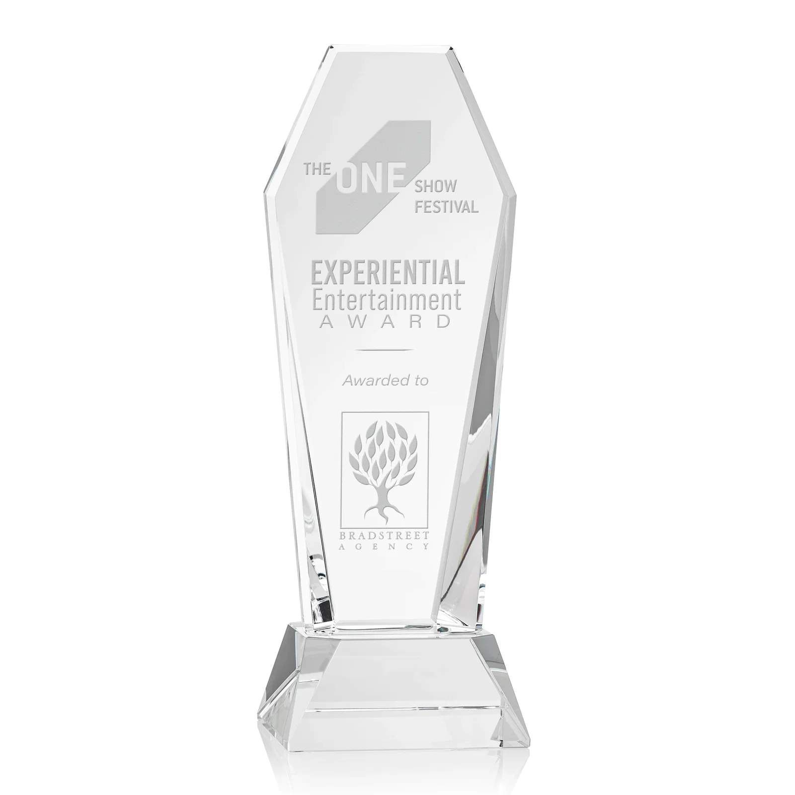 Custom Optical Crystal Tower Award with Double-Beveled Edges, awards for sales achievement awards