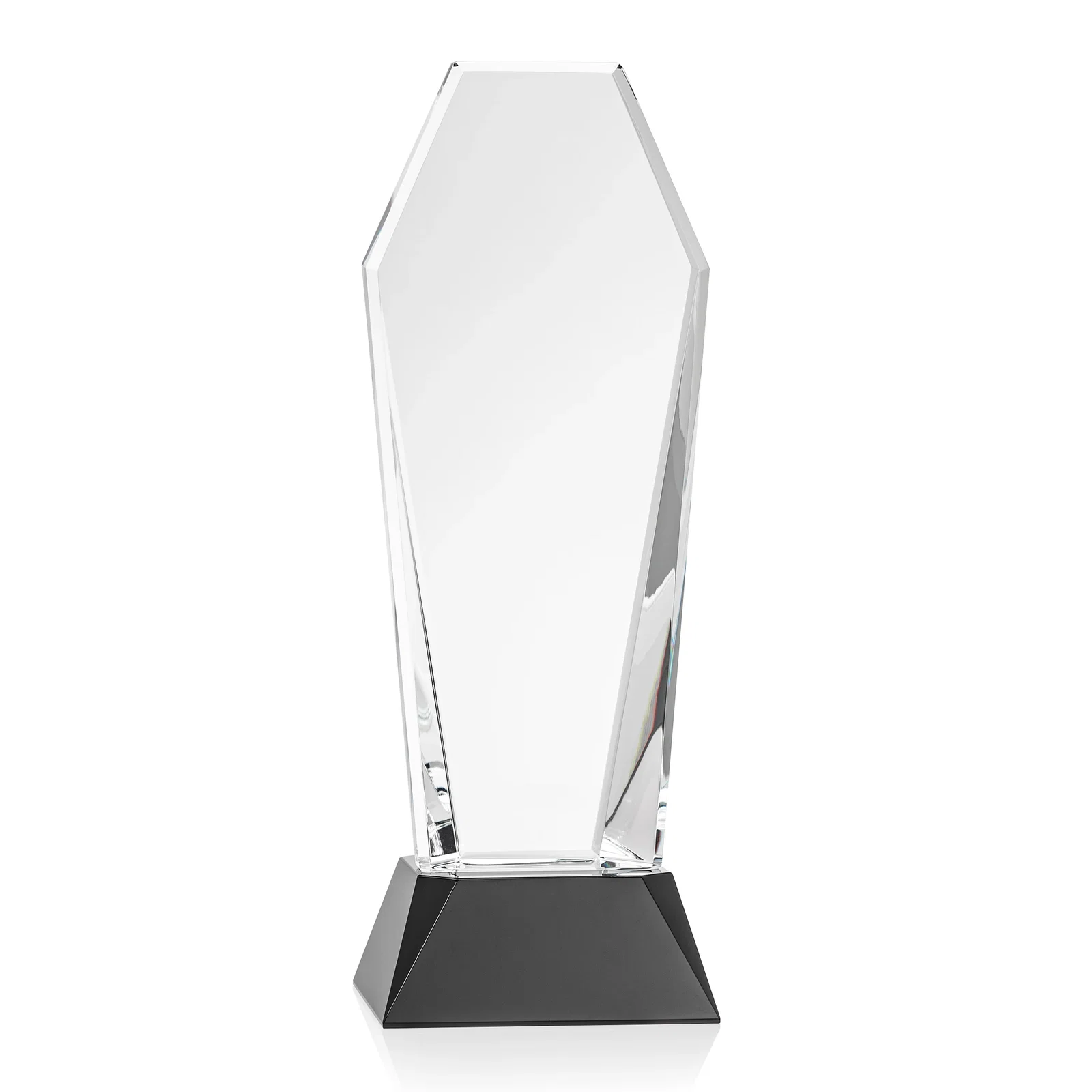 Branded Optical Crystal Tower Award with Double-Beveled Edges, awards for retirement presentations
