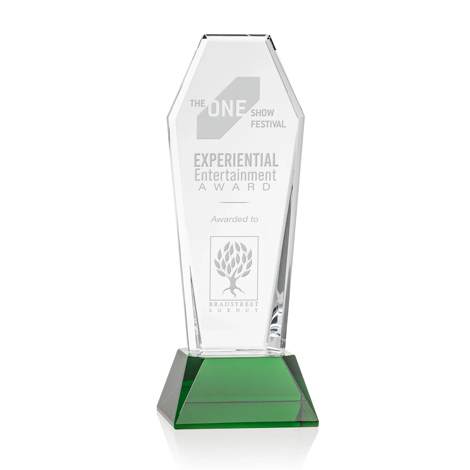 Custom Optical Crystal Tower Award with Double-Beveled Edges, awards for donor appreciation