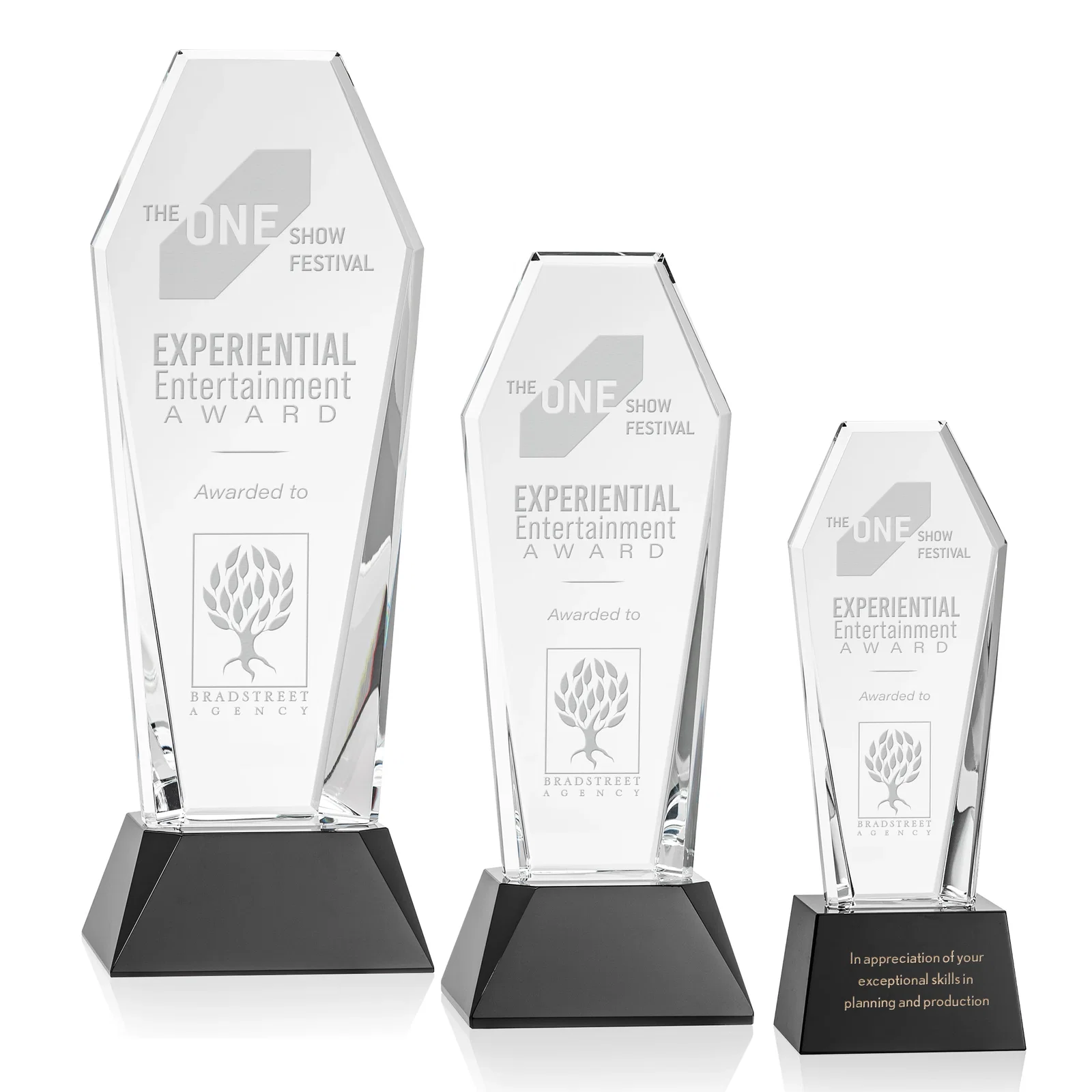 Custom Optical Crystal Tower Award with Double-Beveled Edges, awards for safety achievement programs