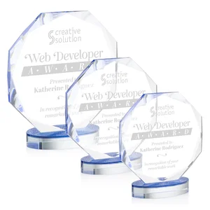 Starfire Crystal Octagon Award on Textured Sapphire Base