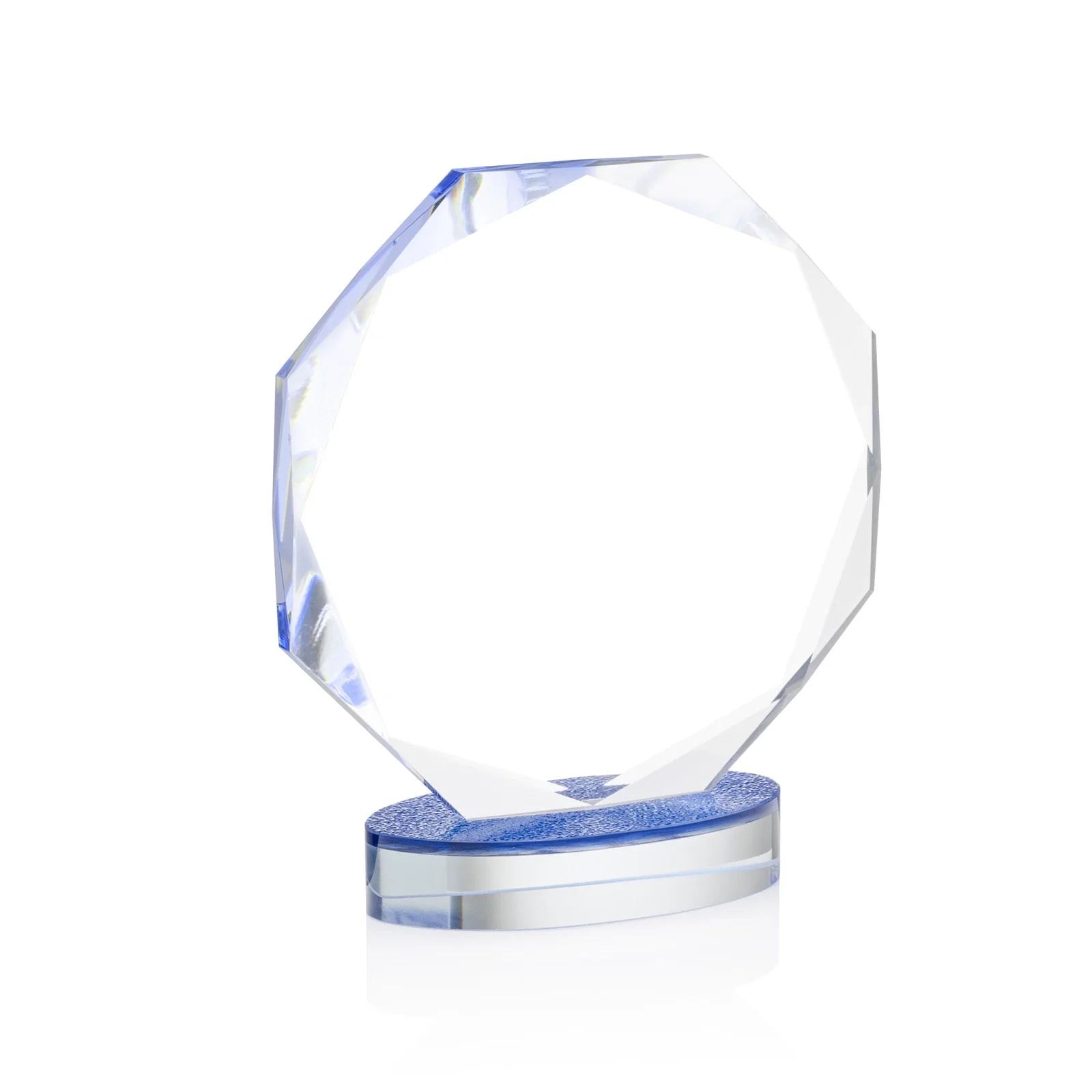 Custom Starfire Crystal Octagon Award on Textured Sapphire Base, awards for volunteer appreciation