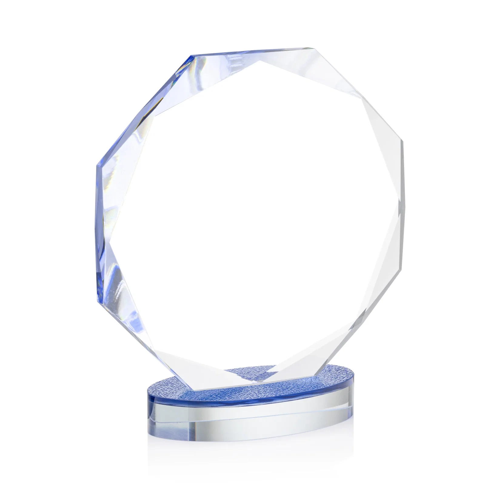 Custom Starfire Crystal Octagon Award on Textured Sapphire Base, awards for dealer and partner awards