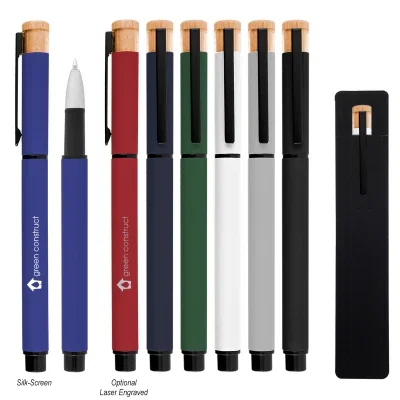 Bamboo accent band where the barrel meets the writing end