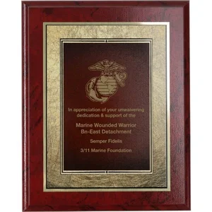 Rosewood Finish Award Plaque with Gold Florentine Plate