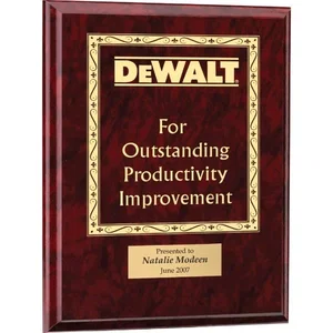 Rosewood Piano-Finish Award Plaque with Fleur-de-Lis Border