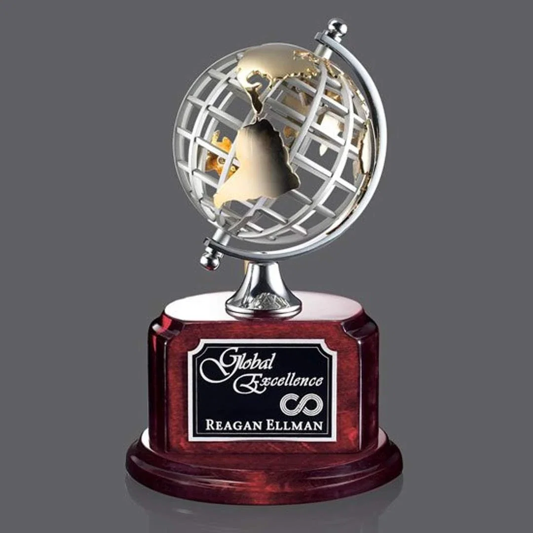 Rosewood Based Spinning Globe Recognition Award — view 2