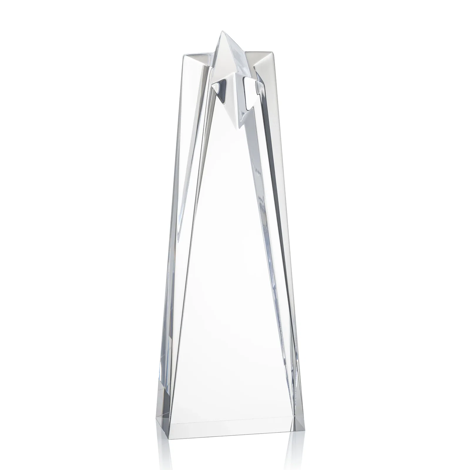 Personalized Clear Acrylic Star Award with Tapered Points for service anniversary gifts