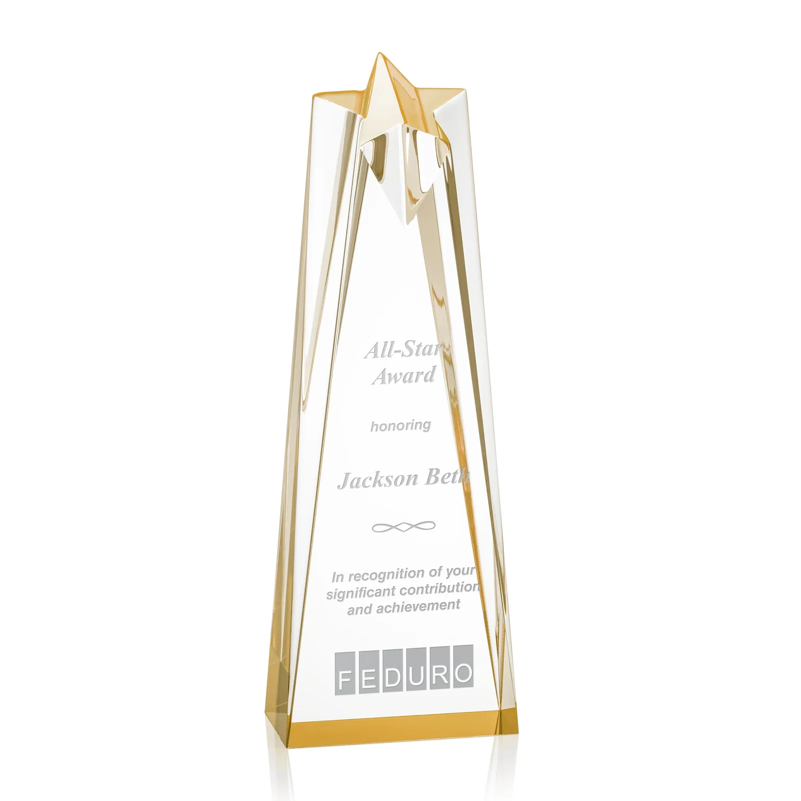 Custom Clear Acrylic Star Award with Tapered Points for graduation ceremonies