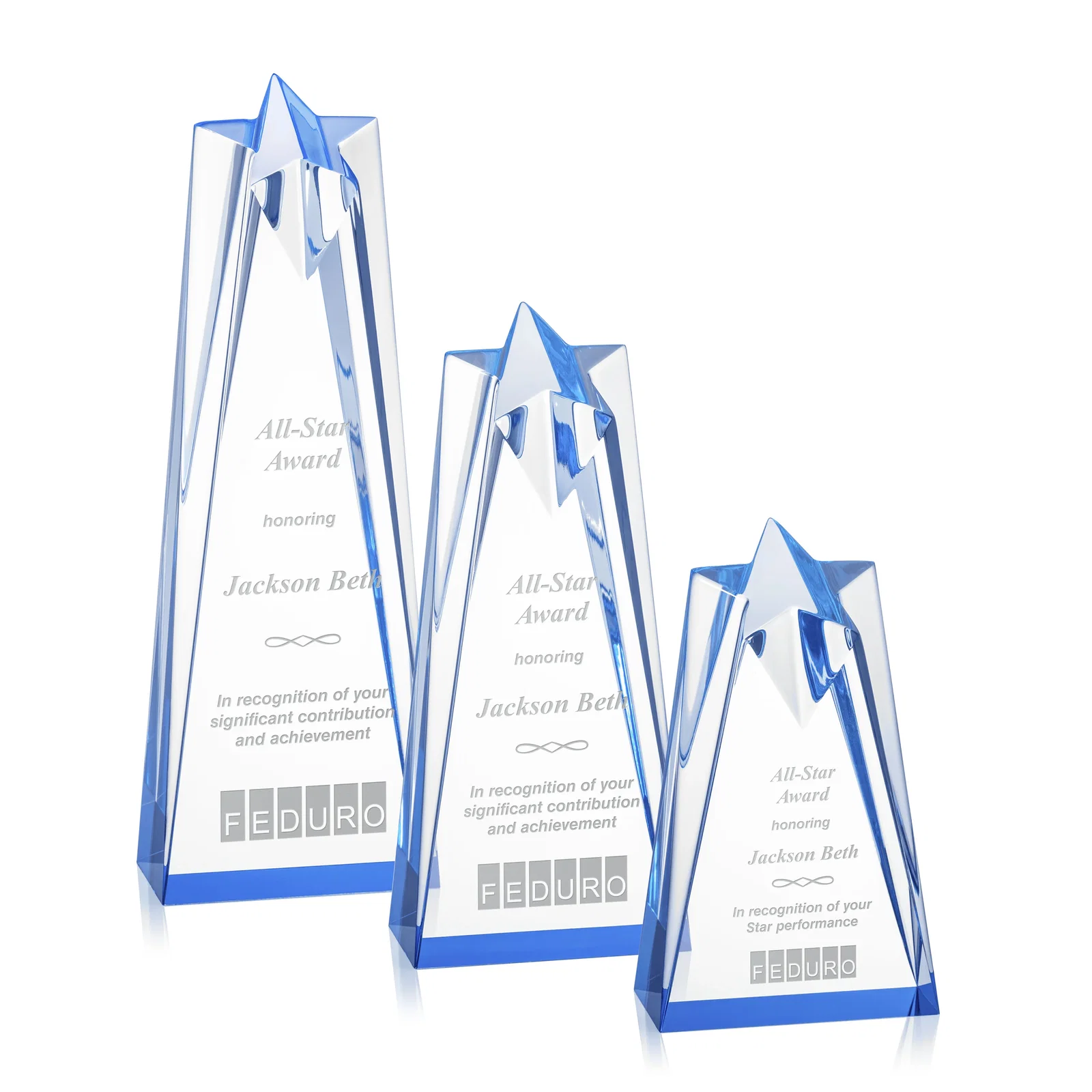 Custom Clear Acrylic Star Award with Tapered Points for safety achievement programs
