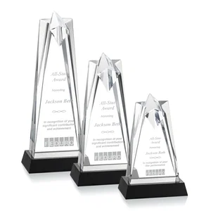 Two-Piece Acrylic Star Award on Black Base, Engraved on Back