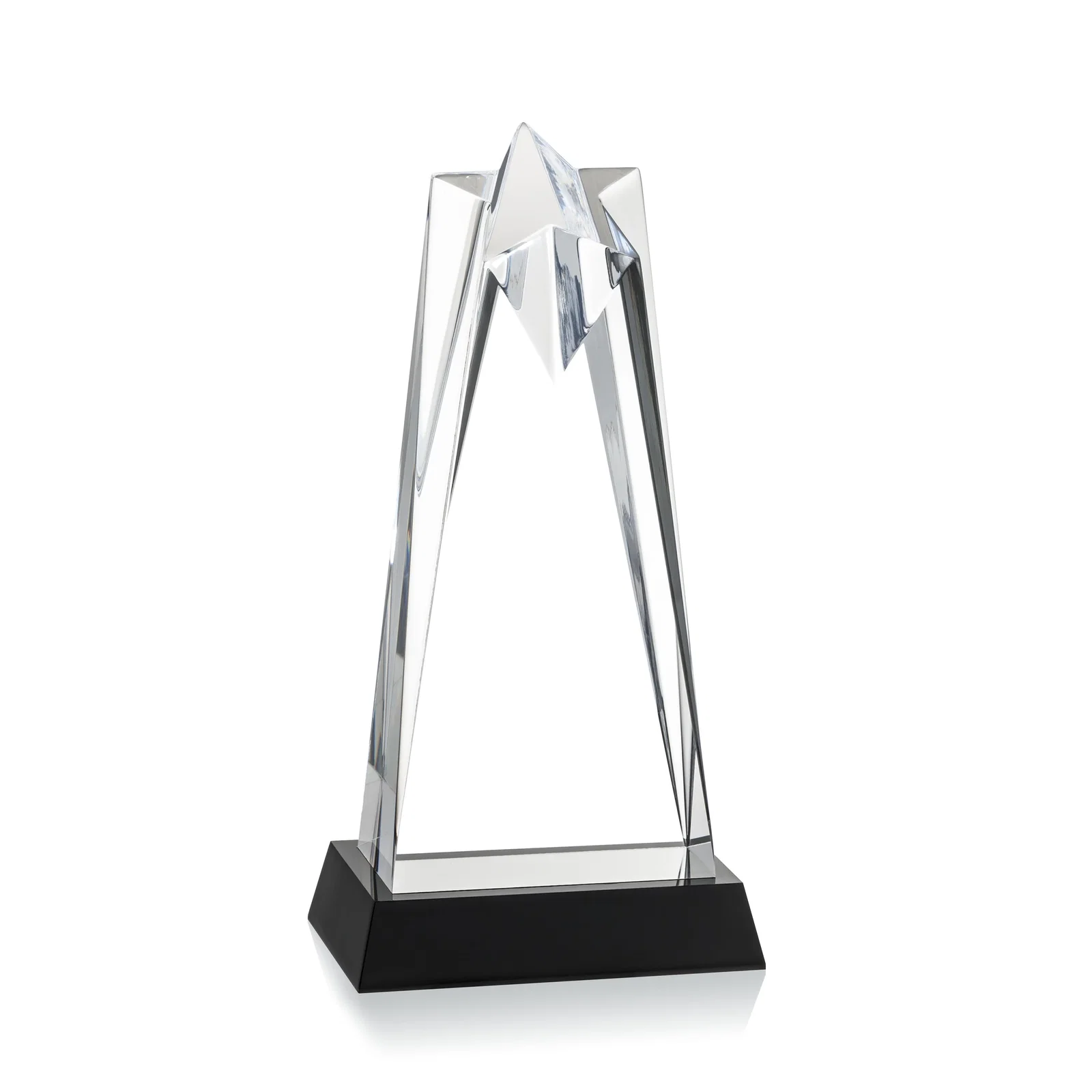 Personalized Two-Piece Acrylic Star Award on Black Base, Engraved on Back for employee recognition