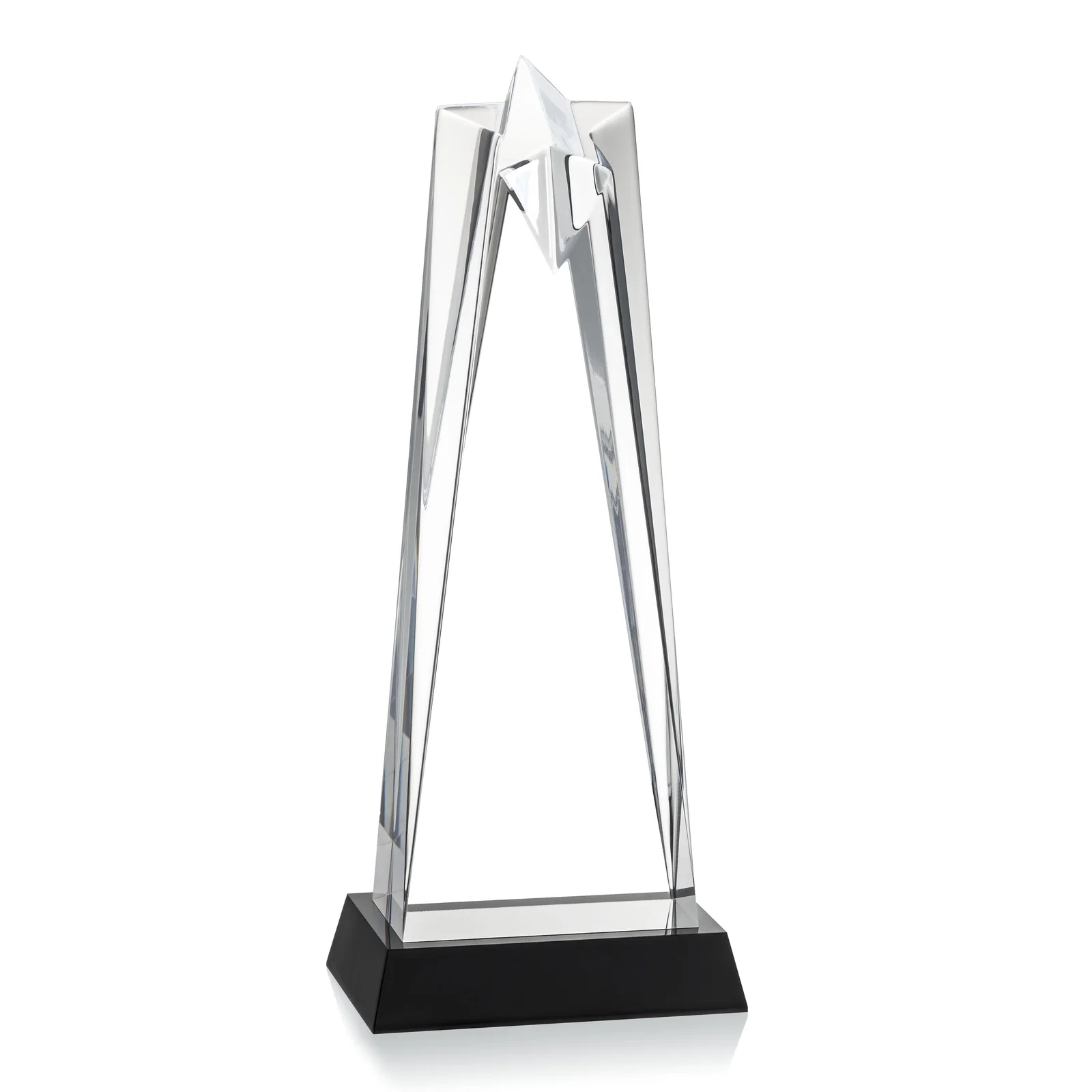 Personalized Two-Piece Acrylic Star Award on Black Base, Engraved on Back for service anniversary gifts