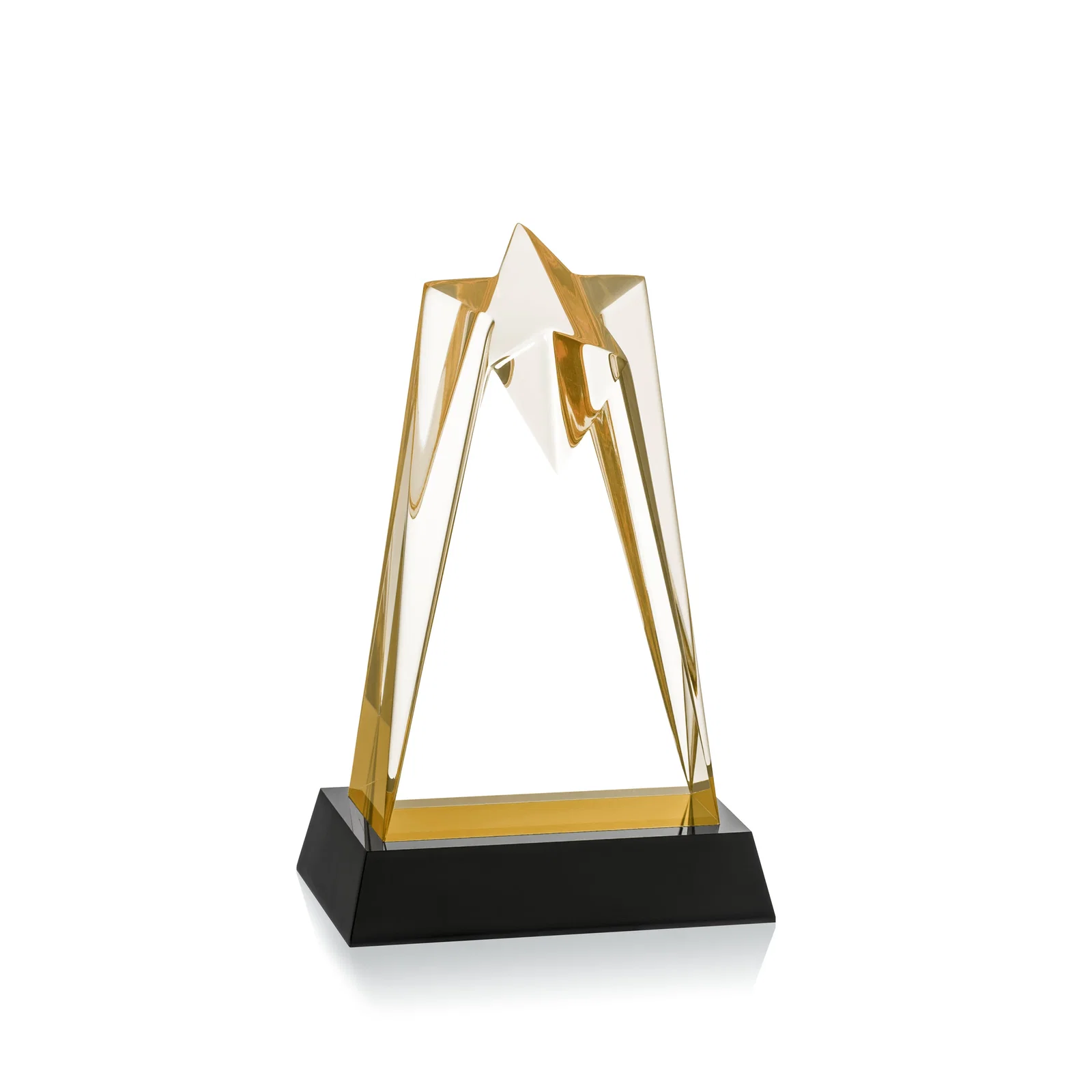 Personalized Two-Piece Acrylic Star Award on Black Base, Engraved on Back for sales achievement awards