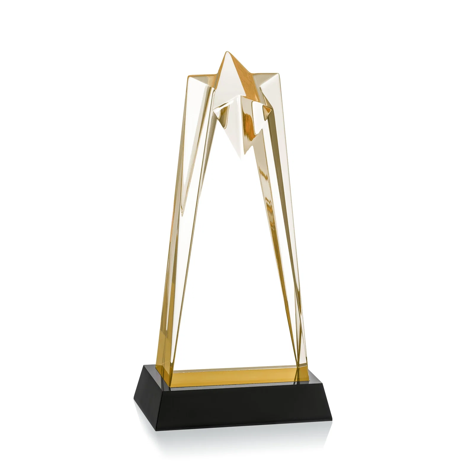 Personalized Two-Piece Acrylic Star Award on Black Base, Engraved on Back for retirement presentations