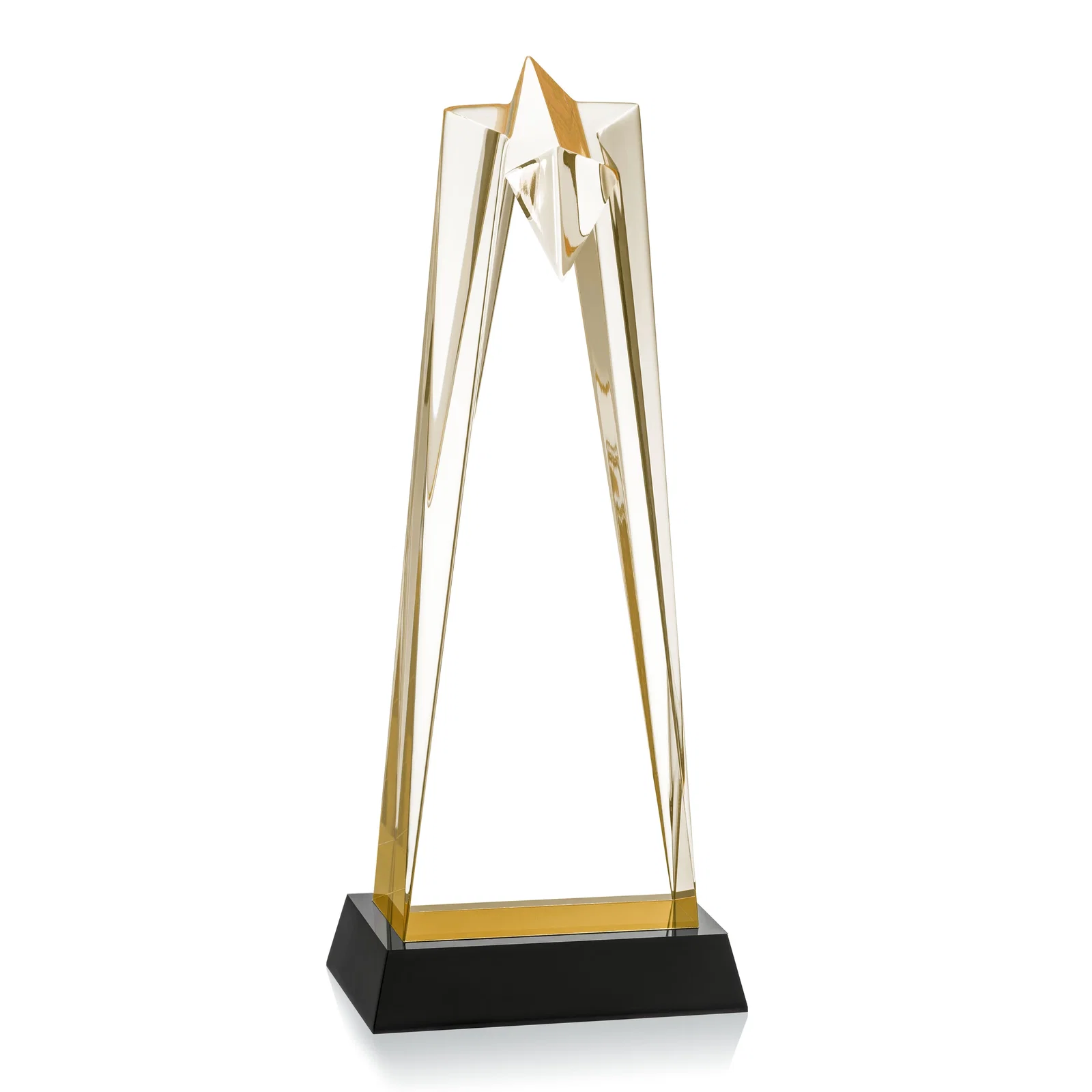 Personalized Two-Piece Acrylic Star Award on Black Base, Engraved on Back for team milestone celebrations