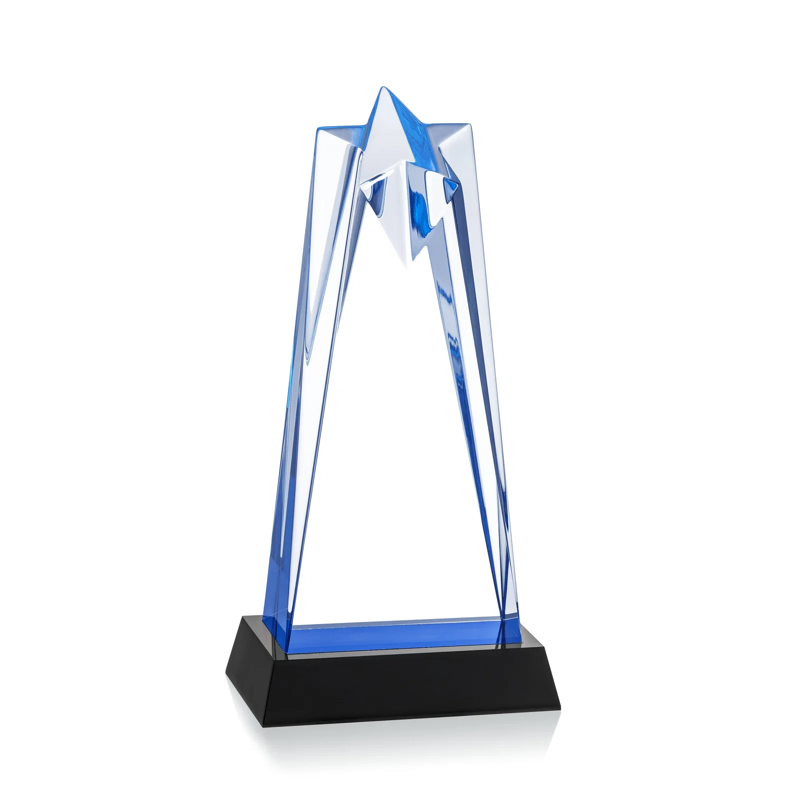 Personalized Two-Piece Acrylic Star Award on Black Base, Engraved on Back for graduation ceremonies