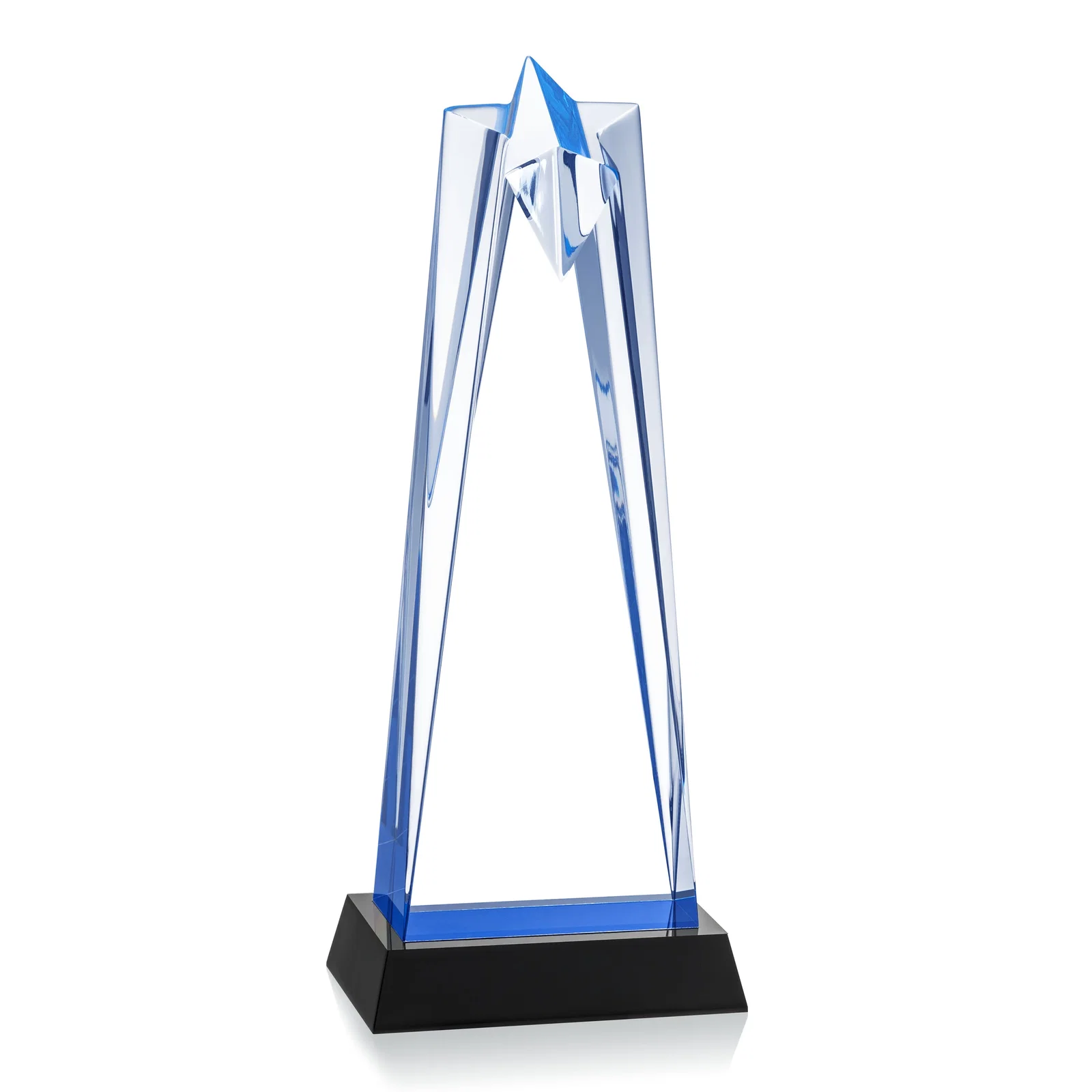 Personalized Two-Piece Acrylic Star Award on Black Base, Engraved on Back for safety achievement programs