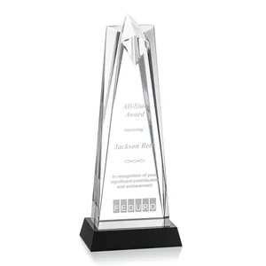 Two-Piece Acrylic Star Award on Black Base, Engraved on Back