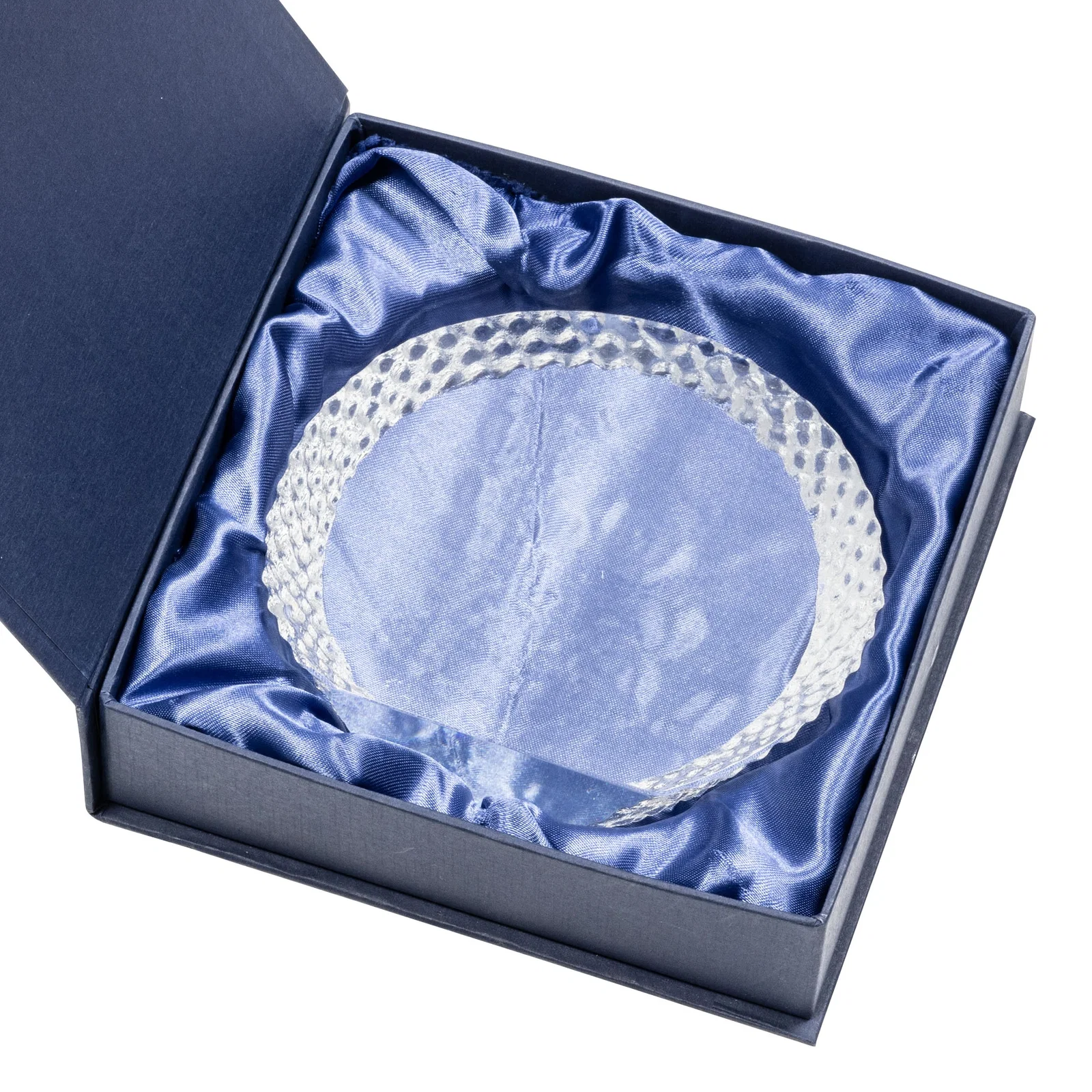 Custom Optical Crystal Round Award With an Interwoven-Circle Border for sales achievement awards