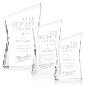 Optical Crystal Award with Bowtie Shape and Beveled Peak