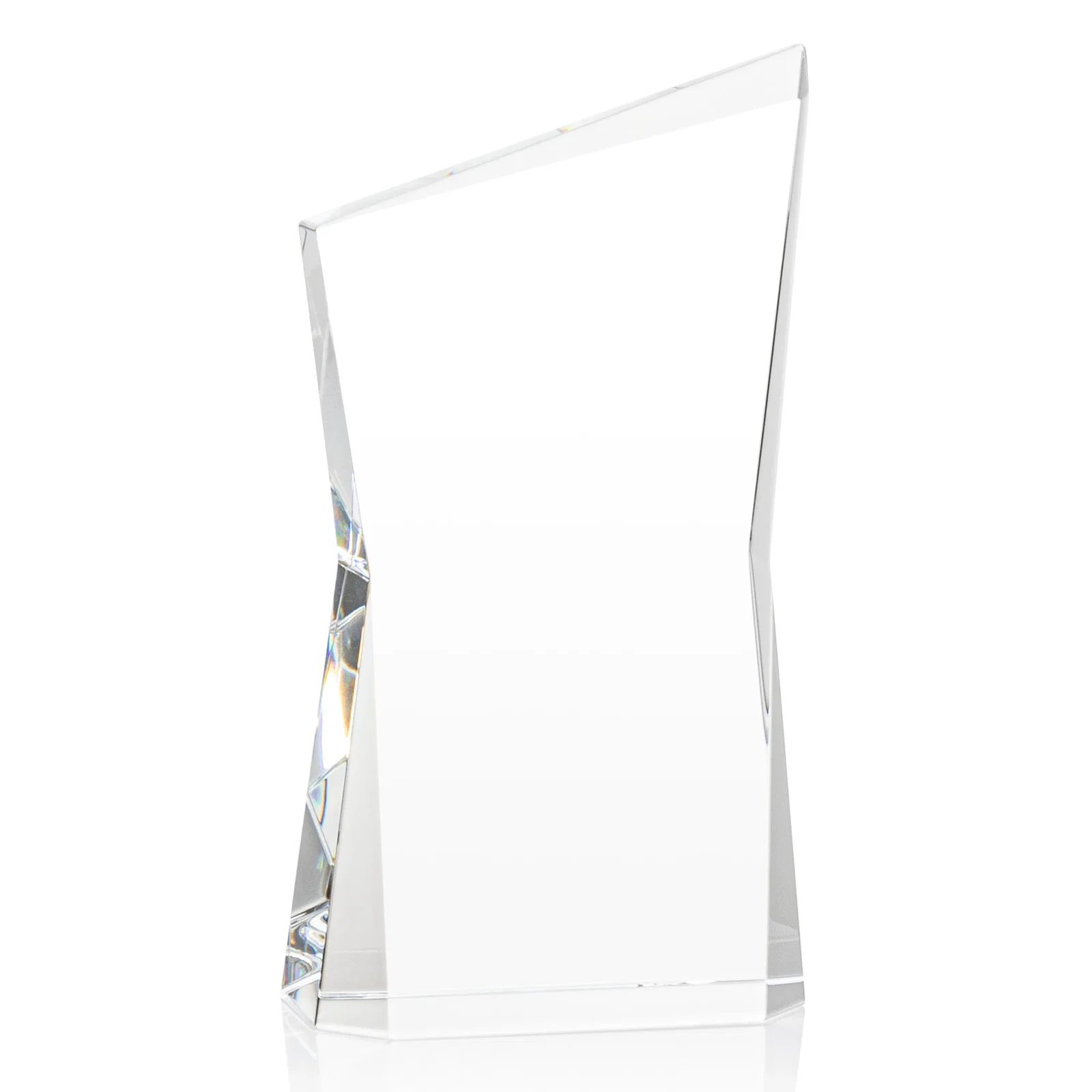 Custom Optical Crystal Award with Bowtie Shape and Beveled Peak, awards for dealer and partner awards