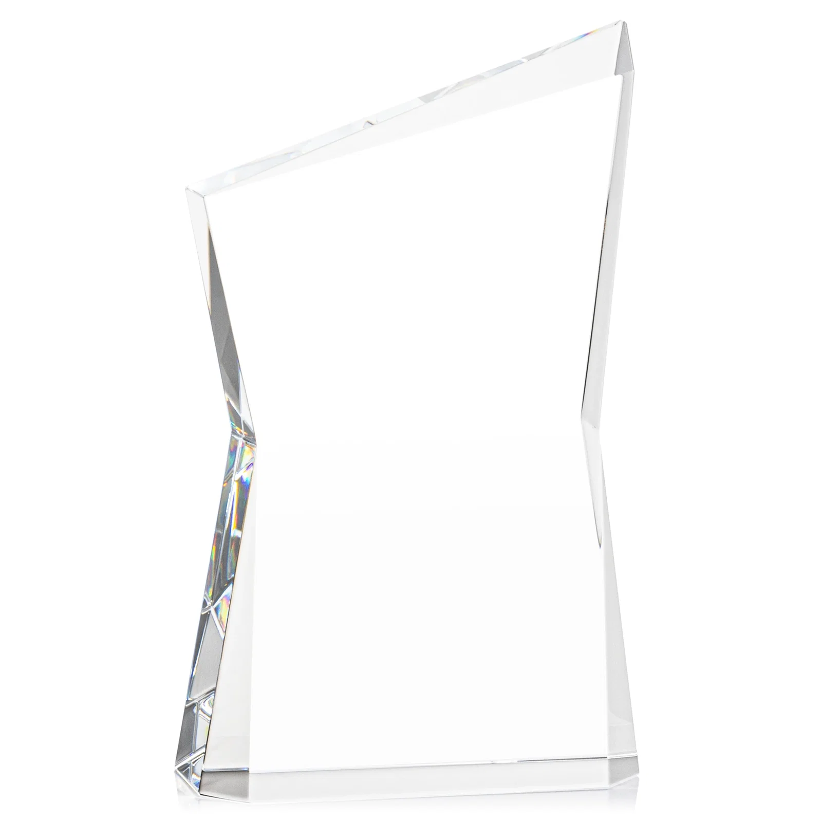 Custom Optical Crystal Award with Bowtie Shape and Beveled Peak, awards for company anniversary events