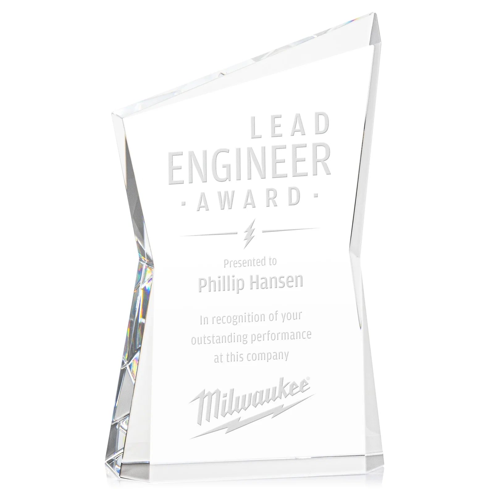 Custom Optical Crystal Award with Bowtie Shape and Beveled Peak, awards for sales achievement awards