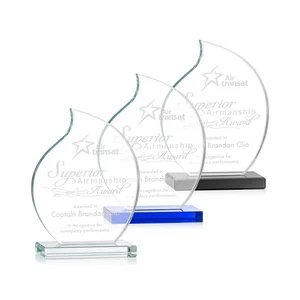 Starfire Crystal Flame Award with Curved, Unfaceted Lines