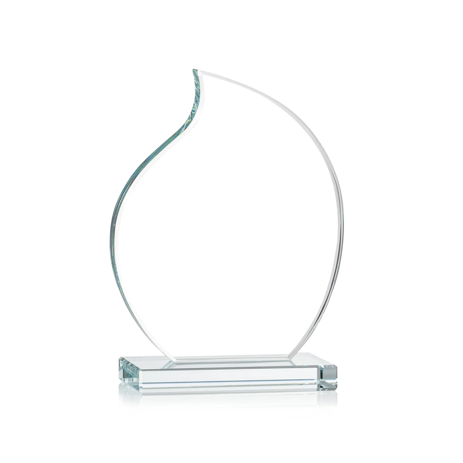 Personalized Starfire Crystal Flame Award with Curved, Unfaceted Lines for graduation ceremonies