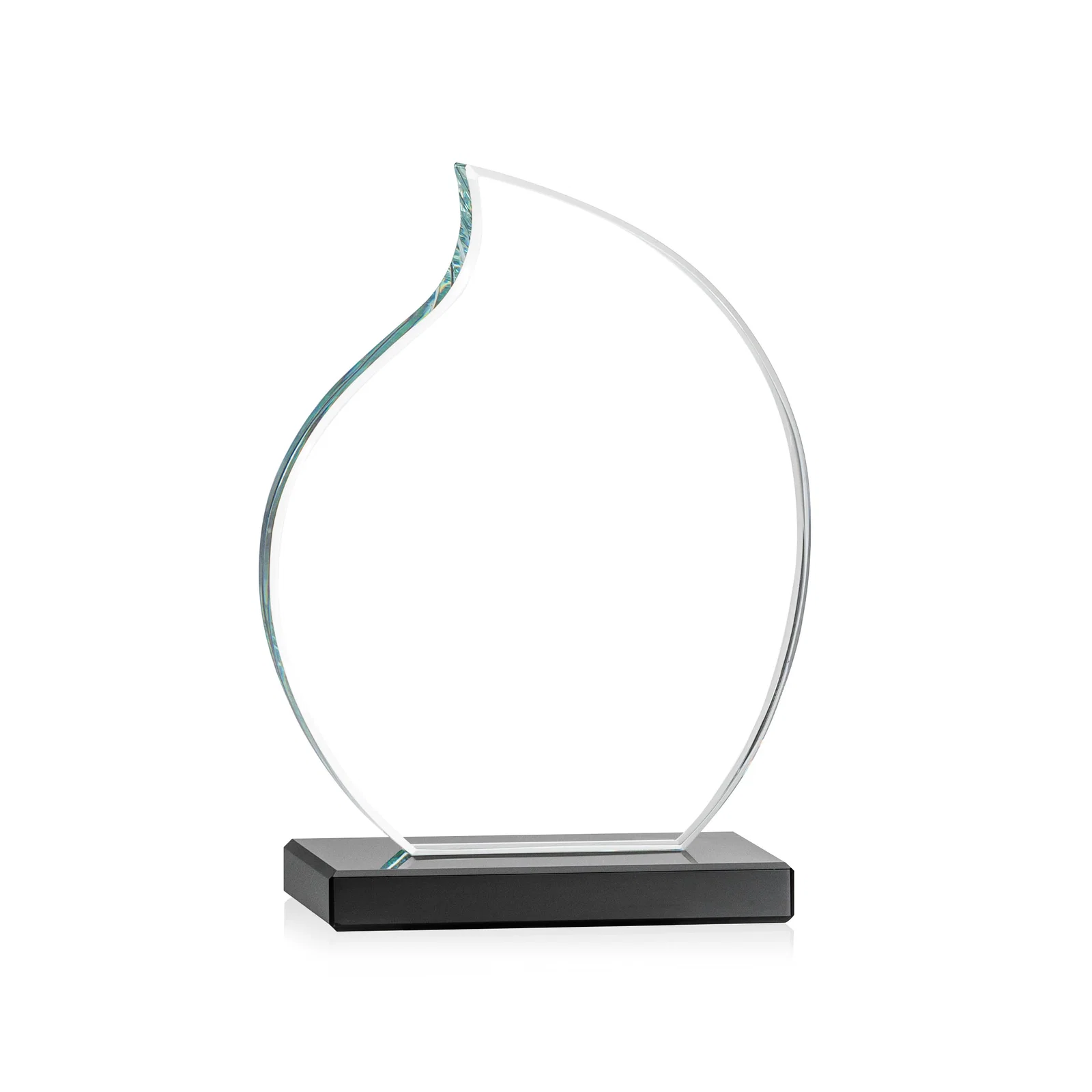 Personalized Starfire Crystal Flame Award with Curved, Unfaceted Lines for safety achievement programs