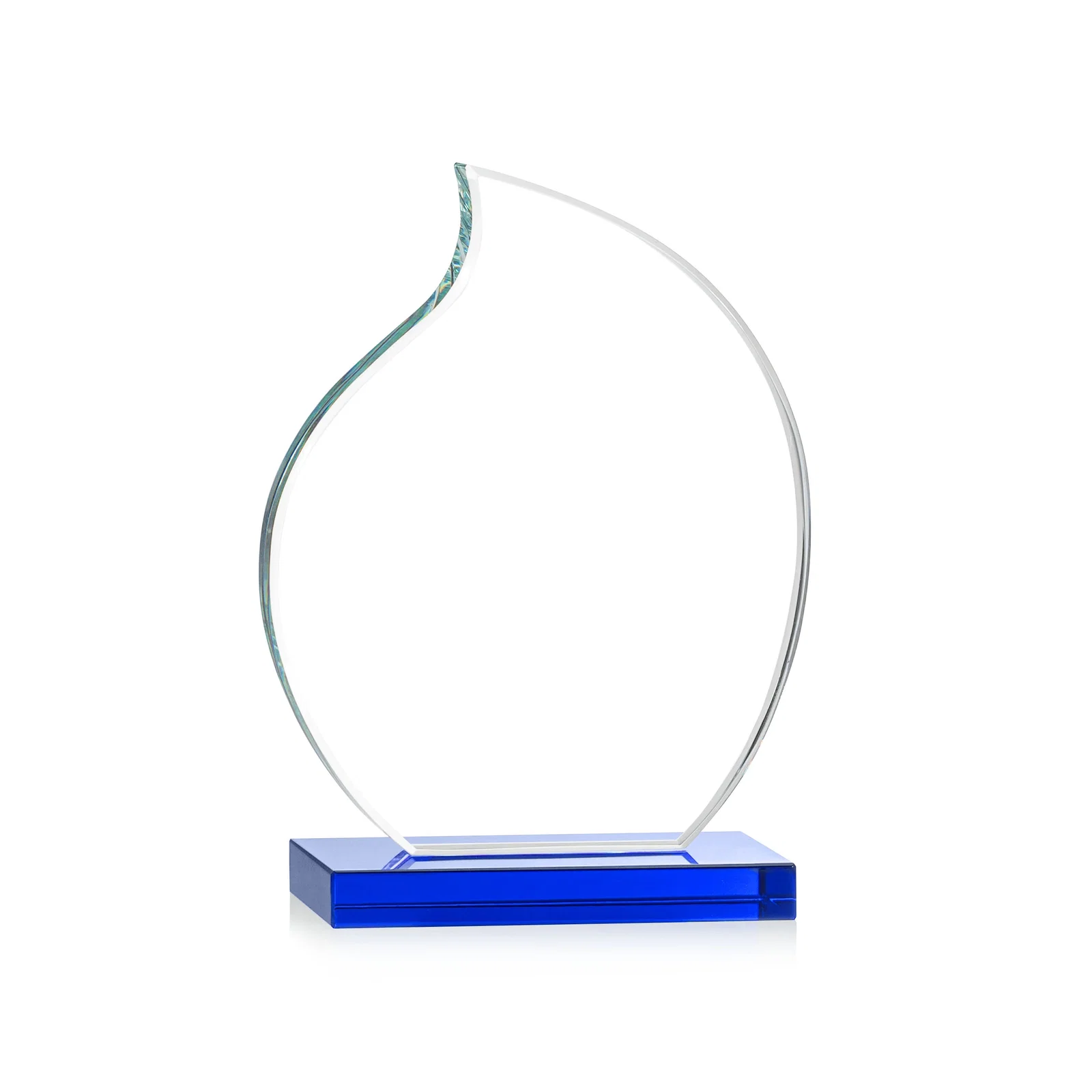 Personalized Starfire Crystal Flame Award with Curved, Unfaceted Lines for volunteer appreciation