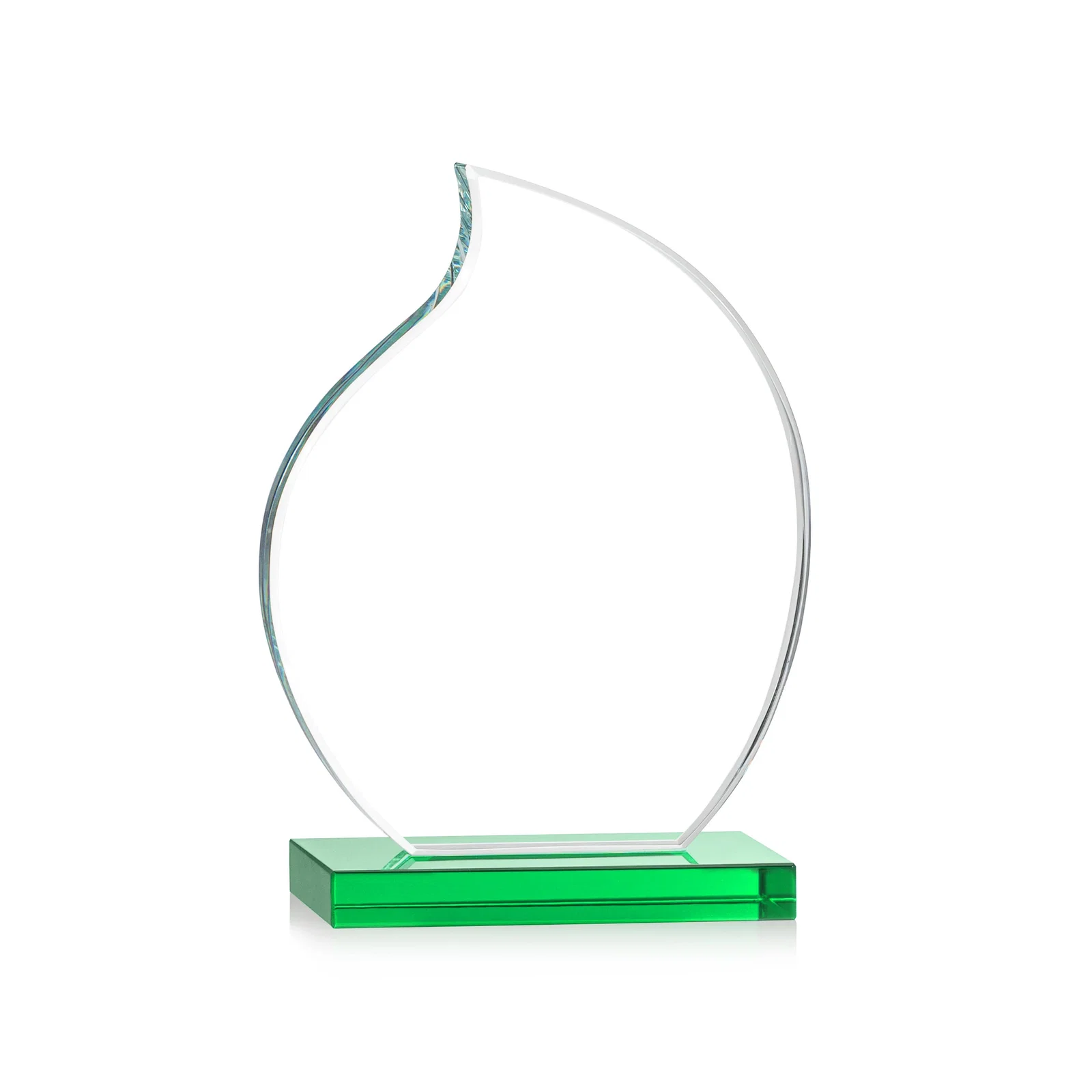 Personalized Starfire Crystal Flame Award with Curved, Unfaceted Lines for dealer and partner awards
