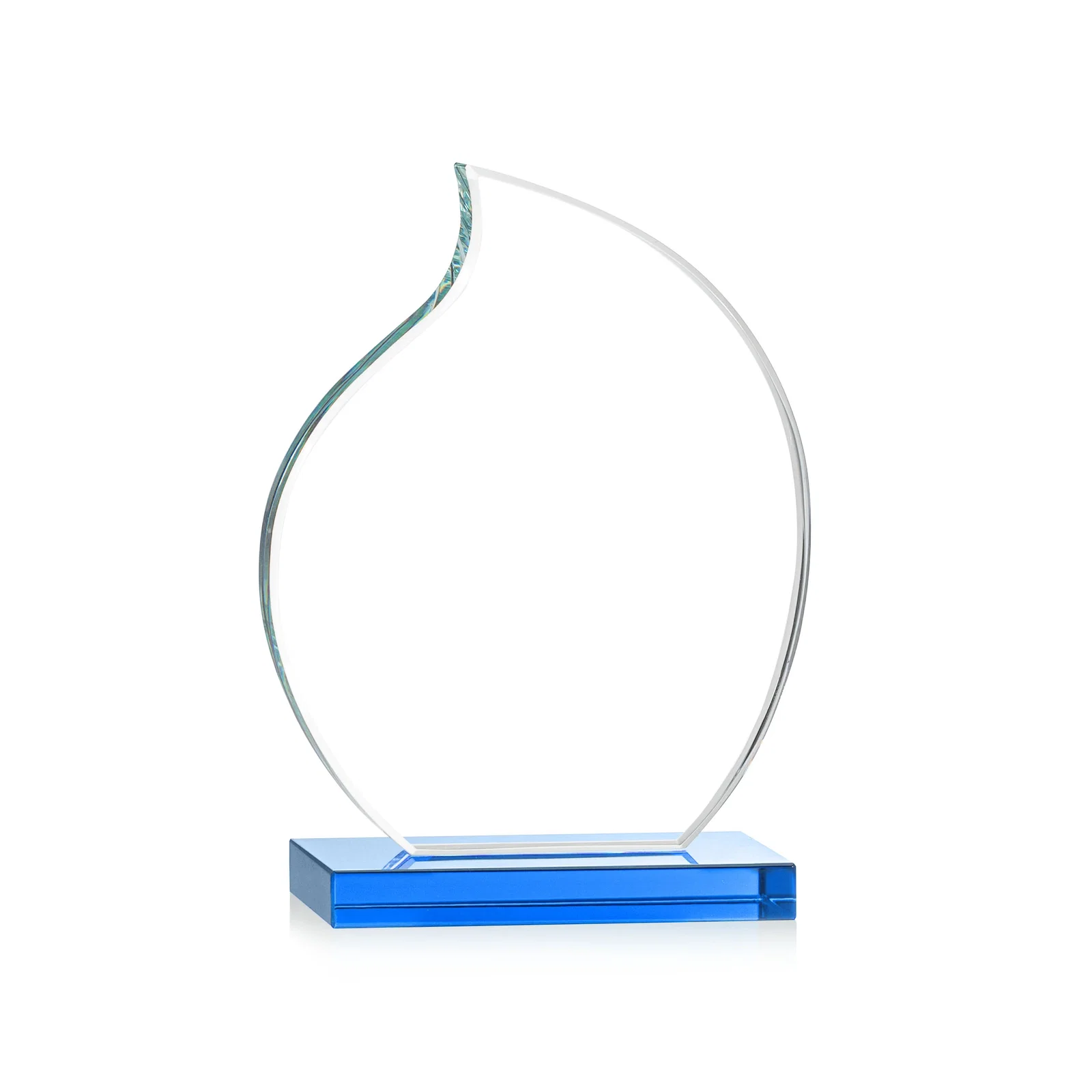 Personalized Starfire Crystal Flame Award with Curved, Unfaceted Lines for company anniversary events