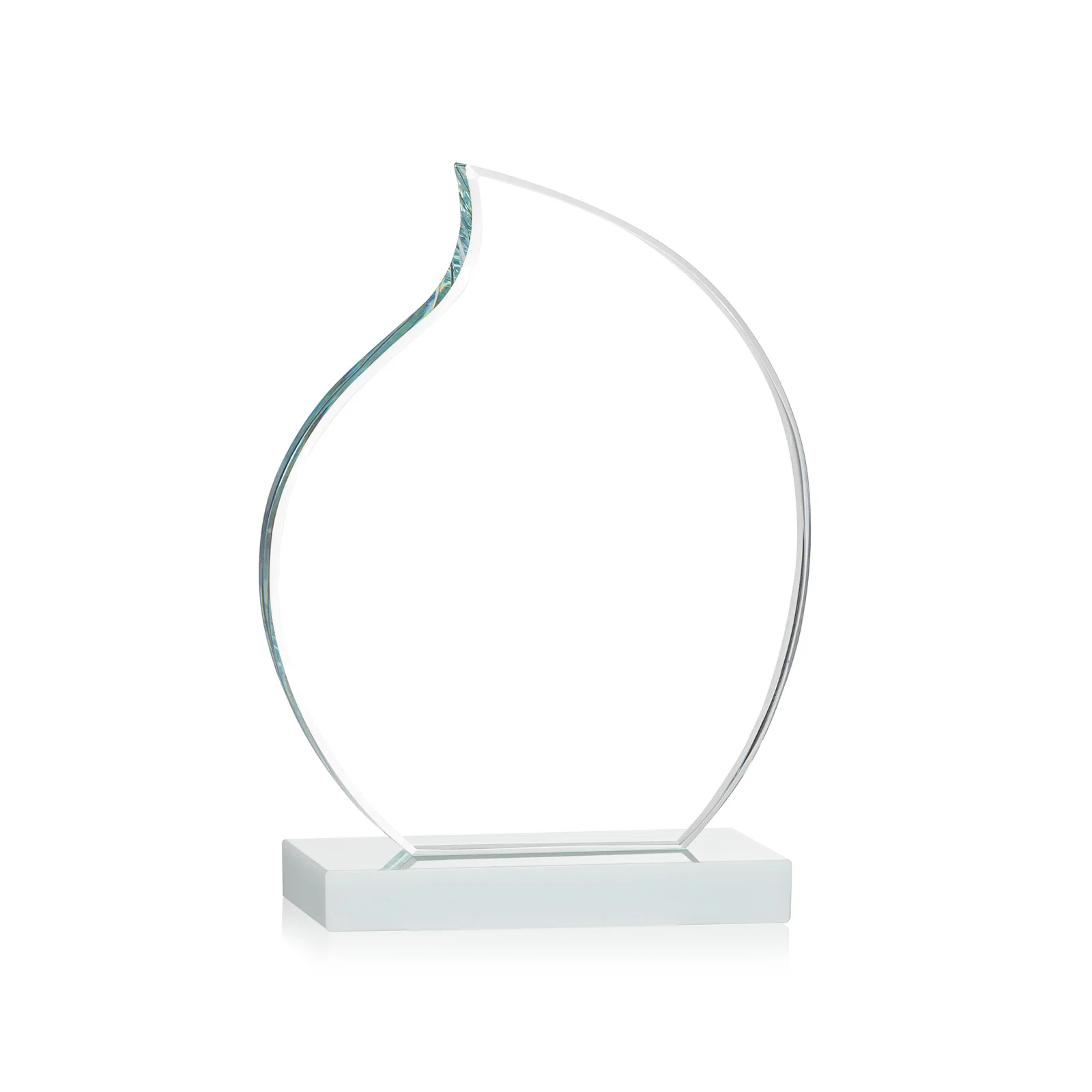 Promotional Starfire Crystal Flame Award with Curved, Unfaceted Lines for employee recognition