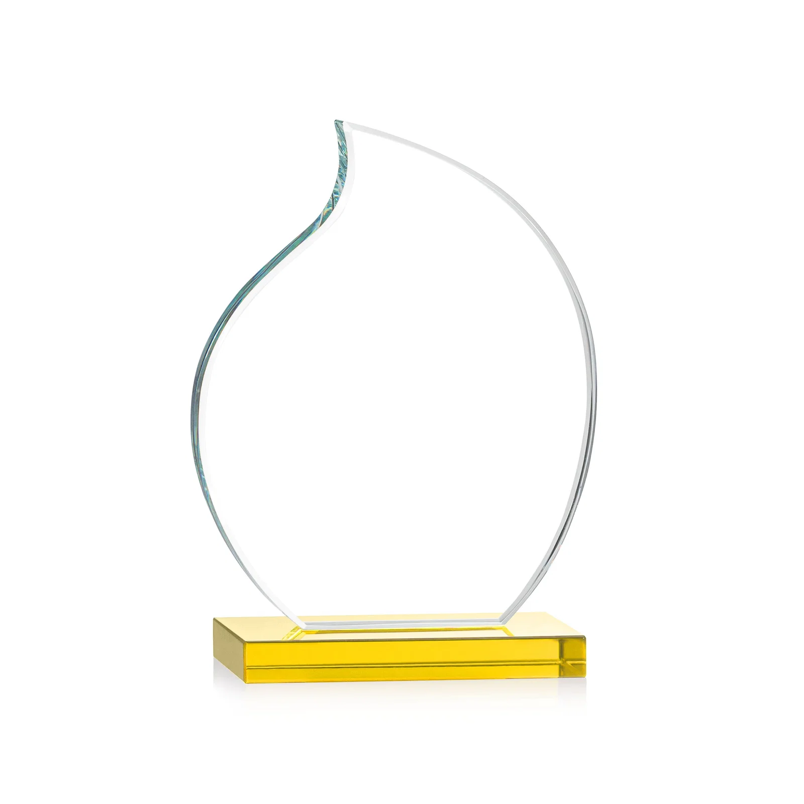 Promotional Starfire Crystal Flame Award with Curved, Unfaceted Lines for corporate award ceremonies